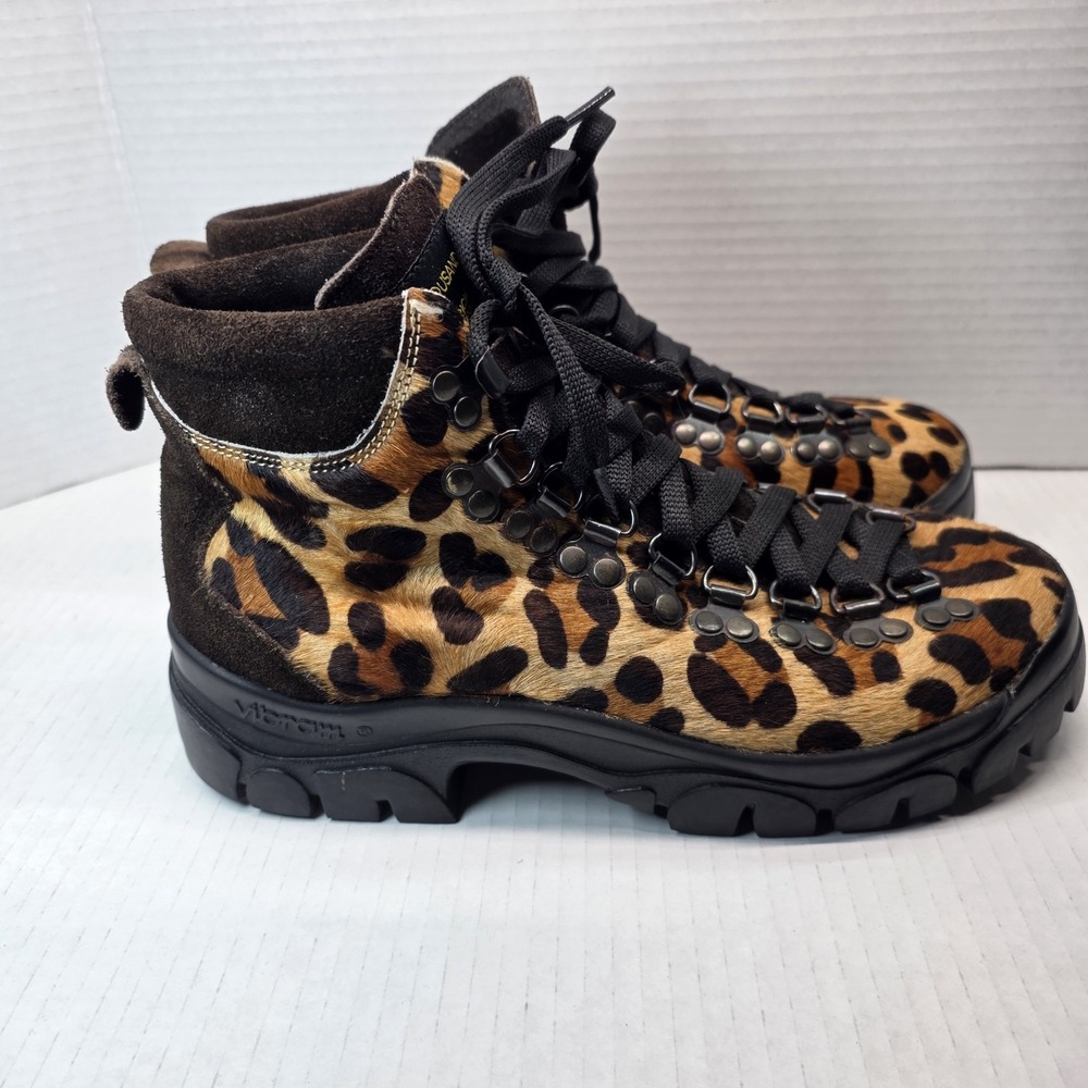Two Thousand Never Leopard Hiking Boots Womens 6 Pony Hair Vibram Patrick Winget - Picture 3 of 13